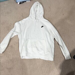 Nike Men's White Hoodie with Black Logo